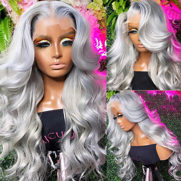 Grey Human Hair Wig 13x4 HD Lace Frontal Wig Colored Human Hair