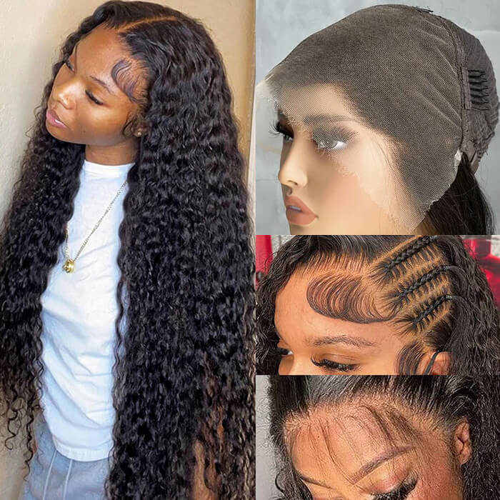 Water Wave Lace Frontal Wigs 100% High Quality Virgin Human Hair Wigs –  Hermosa Hair