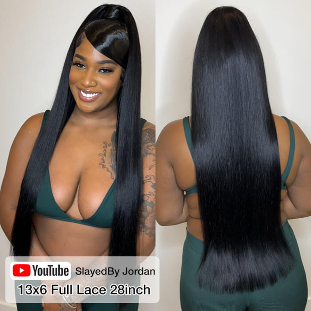 13x6 Full HD Lace Frontal Wig Straight Glueless Wig Human Hair Pre Plucked & Bleached Ready to Go