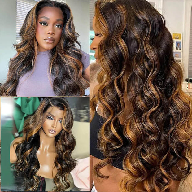 2/30 Highlight Ombre Brown Loose Wave Lace Front Wigs Pre Plucked Ble – Xrs  Beauty Hair