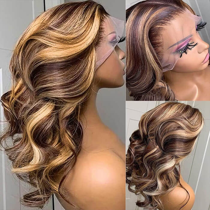 Highlights Pre Plucked 360 Transparent Lace Frontal Wig Straight Deep Hermosa Hair