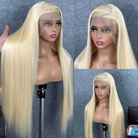 613 Blonde 13x6 HD Lace Front Human Hair Wigs Pre Plucked Straight Human Hair