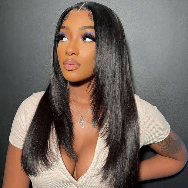 Trendy Layered Cut Straight Wig 13x6 Transparent HD Lace Frontal Wig