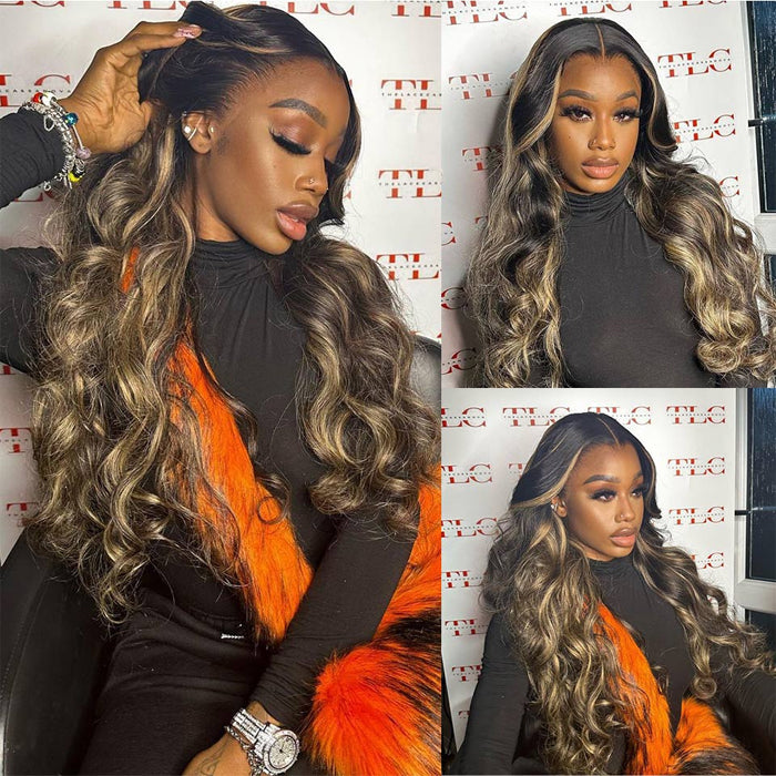 Honey Blonde Highlight Straight/Body Wave Wig 5x5 Invisible HD Lace Closure Wig 100% Human Hair