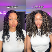 Balayage Highlights Water Wave Put on and Go 8x5 HD Lace Closure Wig No Glue Need M1b/27 Colored Wig