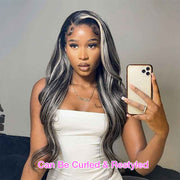 Blonde Highlights HD Lace Frontal Wigs 13x4/13x6 Glueless Straight Wigs Black Wig with #613 Blonde Highlight