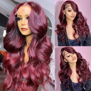 99J Burgundy 13x4 HD Lace Front Pre Plucked Colored Human Hair Wigs