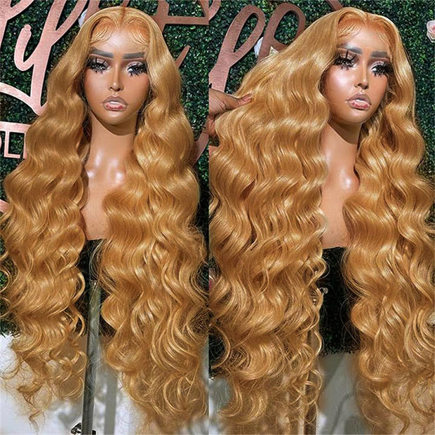 Body Wave #27 Colored HD Lace Human Hair Wigs For Women Honey Blonde 13*4 13*6 Lace Frontal Wigs