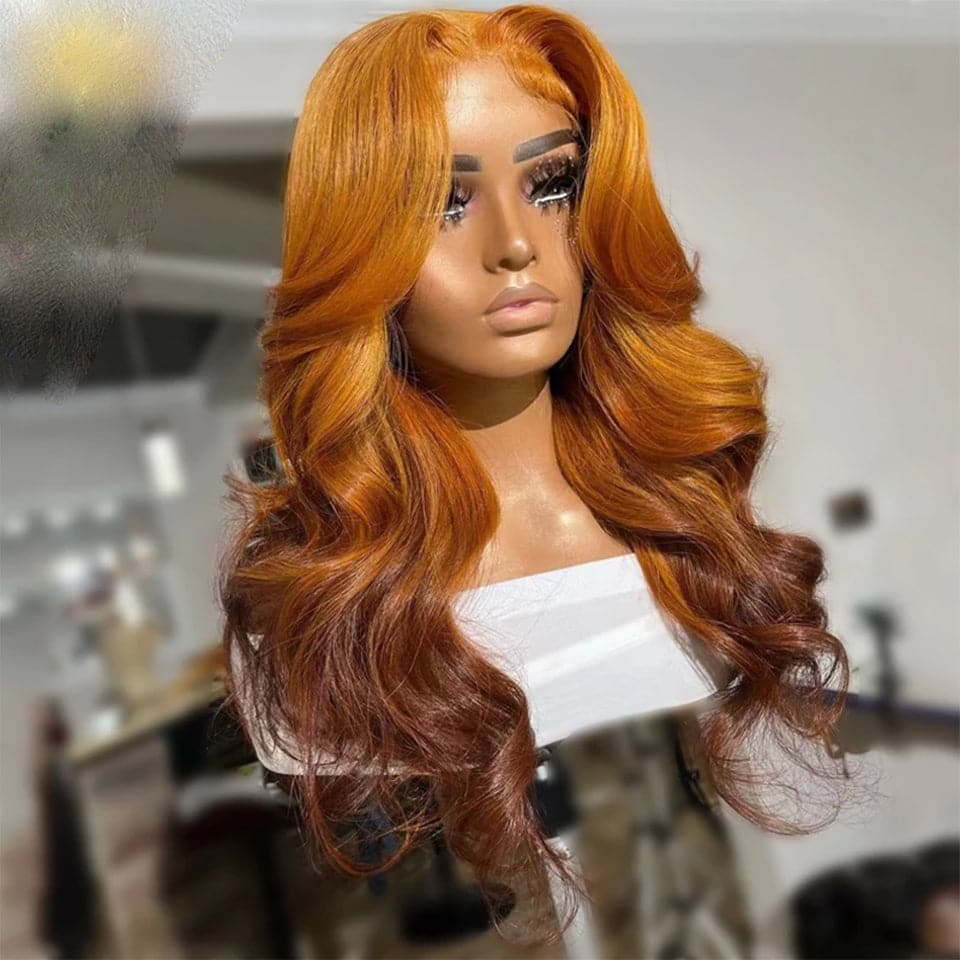 Ombre Ginger Brown Color Lace Front Wigs 13x6 Full HD Lace Frontal Wigs PrePlucked Hairline