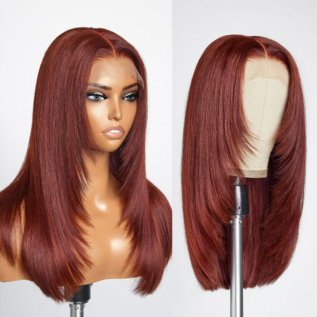 Trendy Layered Cut Straight Wig 13x6 Transparent HD Lace Frontal Wig