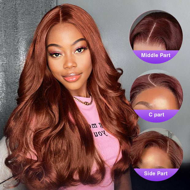 #33 Reddish Brown Color Upgrade 8*5 Pre Cut HD Lace Closure Wigs Glueless Ready & Go Wig