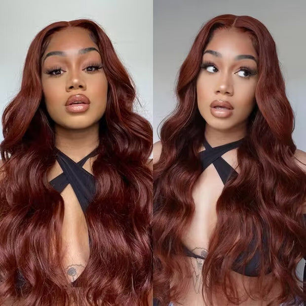 #33 Reddish Brown Color 8*5 Pre Cut HD Lace Closure Wigs Ready & Go Glueless Wig Beginner Friendly