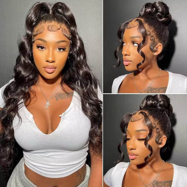 Body Wave Invisi-Pull String Snug Fit 360 HD Lace Frontal Glueless Wig With Pre Bleached Knots