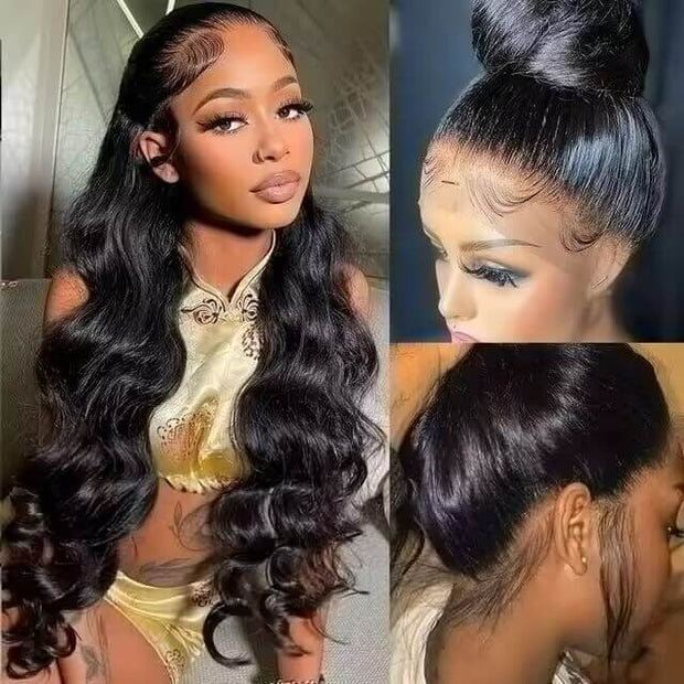 Body Wave Invisi-Pull String Snug Fit 360 HD Lace Frontal Glueless Wig With Pre Bleached Knots