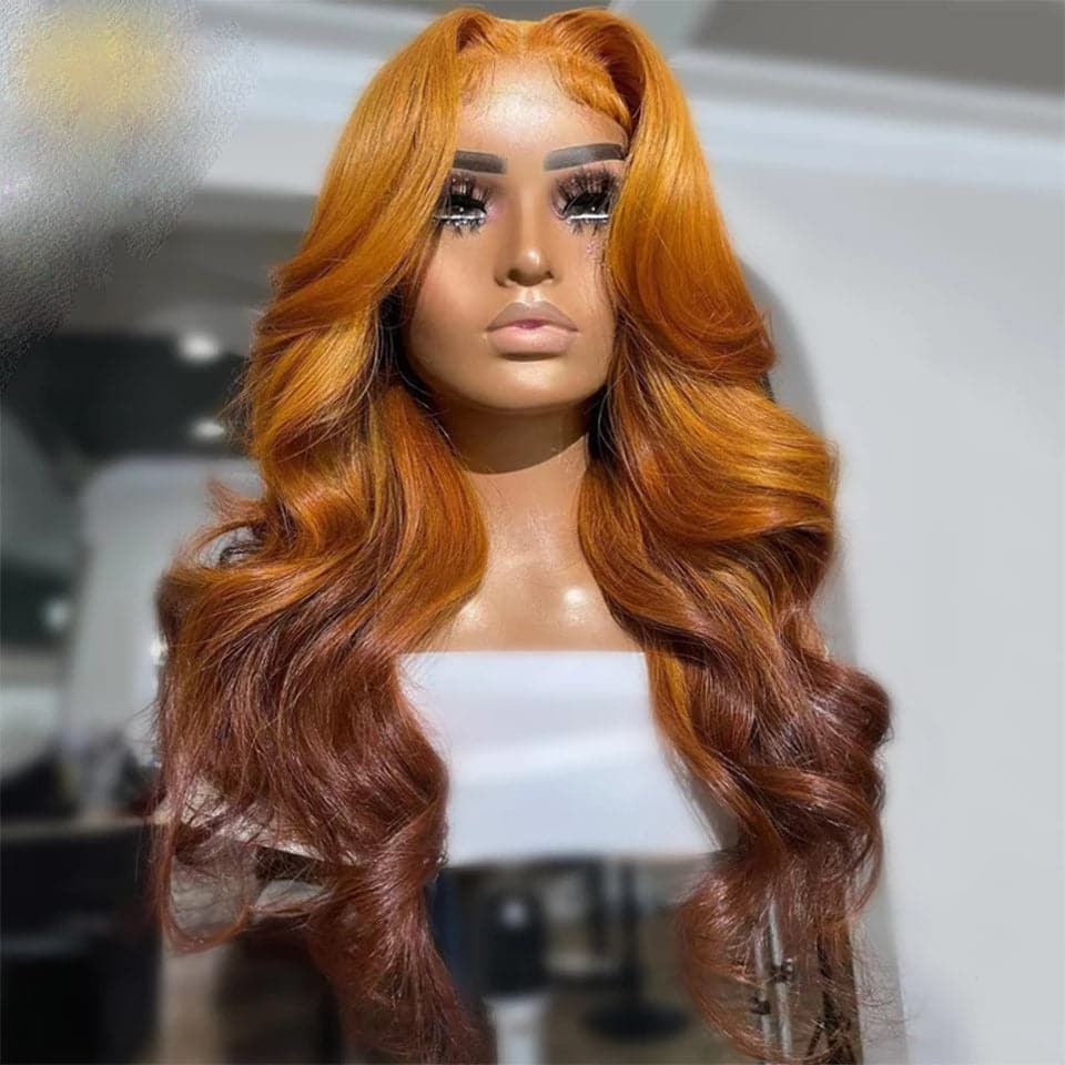 Ombre Ginger Brown Color Lace Front Wigs 13x6 Full HD Lace Frontal Wigs PrePlucked Hairline