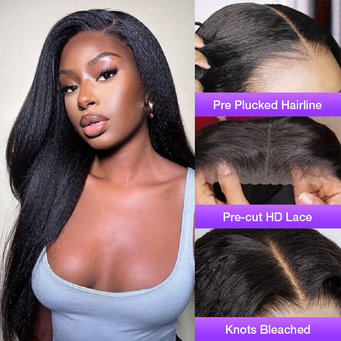 [2Wigs 28inch]  3S Install Glueless Wig 8x5 Closure HD Lace Pre Plucked & Bleached Ready to Go Wig