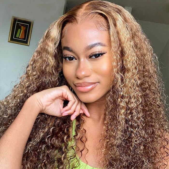 32” Hermosa Hair 4/27 Highlight Lace Front Curly Human Hair Wig good