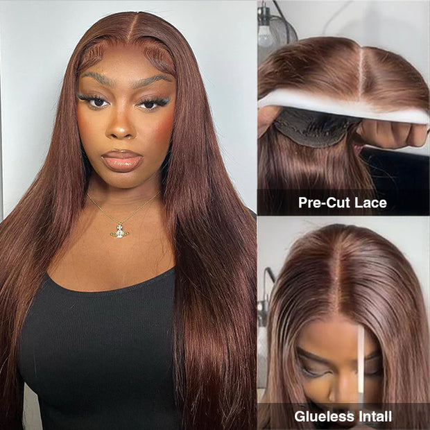 #4 Chocolate Brown Wig Straight & Body Wave 13x4 HD Lace Frontal Human Hair Wig