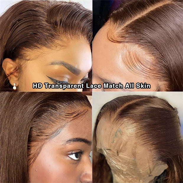 #4 Chocolate Brown Wig Straight & Body Wave 13x4 HD Lace Frontal Human Hair Wig