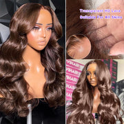 #4 Chocolate Brown Wig Straight & Body Wave 13x4 HD Lace Frontal Human Hair Wig