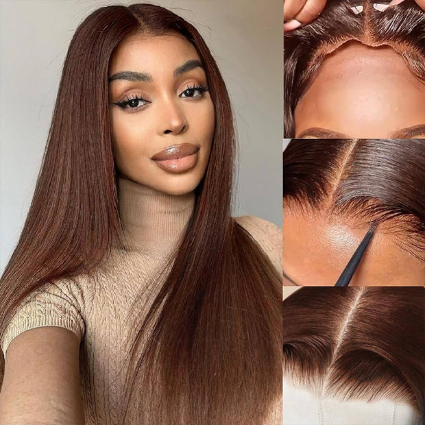 #4 Chocolate Brown Wig Straight & Body Wave 13x4 HD Lace Frontal Human Hair Wig