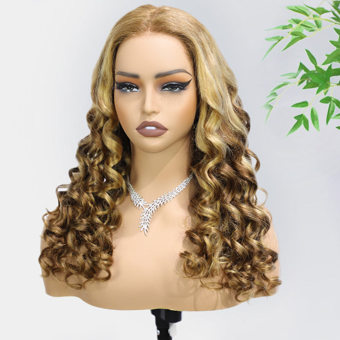 P4/27 Color Highlight Retro Glam Waves Wig 8x5 Lace Wear Go Glueless Wig Pre Plucked Natural Hairline