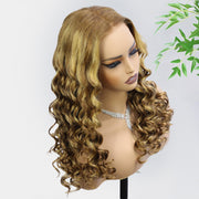 P4/27 Color Highlight Retro Glam Waves Wig 8x5 Lace Wear Go Glueless Wig Pre Plucked Natural Hairline