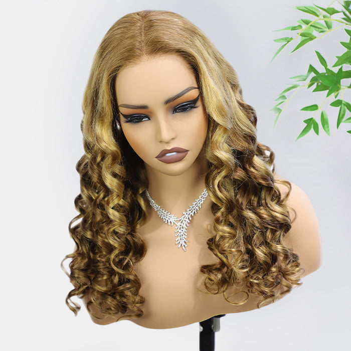 P4/27 Color Highlight Retro Glam Waves Wig 8x5 Lace Wear Go Glueless Wig Pre Plucked Natural Hairline