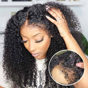 4C Curly Edges Hairline Glueless Curly Lace Front Human Hair Wig With Super Natural Hairline 220% Density