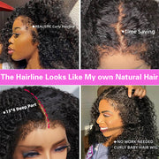 4C Curly Edges Hairline Glueless Curly Lace Front Human Hair Wig With Super Natural Hairline 220% Density