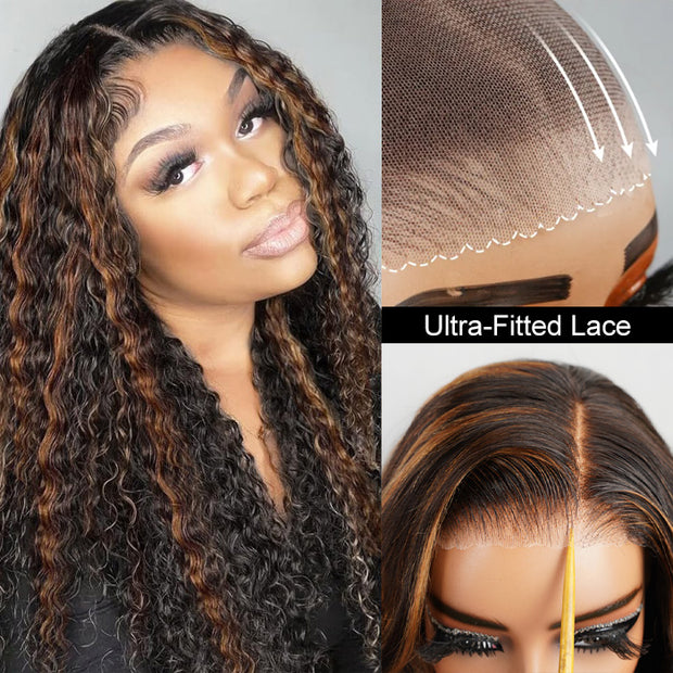 Balayage Highlight Put on go® Glueless Wig Pre Cut 8*5 HD Lace Closure Wigs Human Hair 220% Density