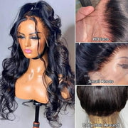 Body Wave Invisi-Pull String Snug Fit 360 HD Lace Frontal Glueless Wig With Pre Bleached Knots