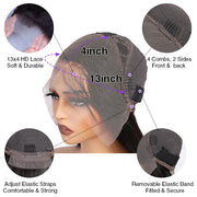 13x4 HD Lace Frontal Wigs Pre Plucked Glueless Straight Human Hair Wigs For Black Women