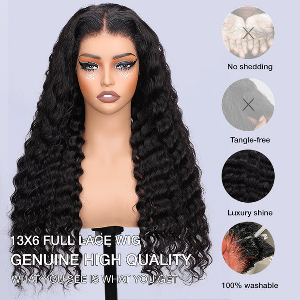 HD Lace Wigs Realistic 13*4 Lace Front Wigs Human Hair Deep Wave Skinlike HD lace Wig with Invisible Bleached Knots Pre Plucked Hairline