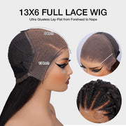 13x6 Lace Frontal Yaki Straight Pre Cut & Pre-Plucked Real Ear To Ear Pre-All Glueless Wig