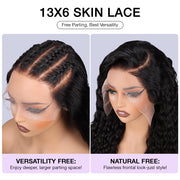 Deep Wave Human Hair 13x6 Lace Frontal Wig Skin Melt HD Lace Glueless Wig Pre Plucked & Bleached