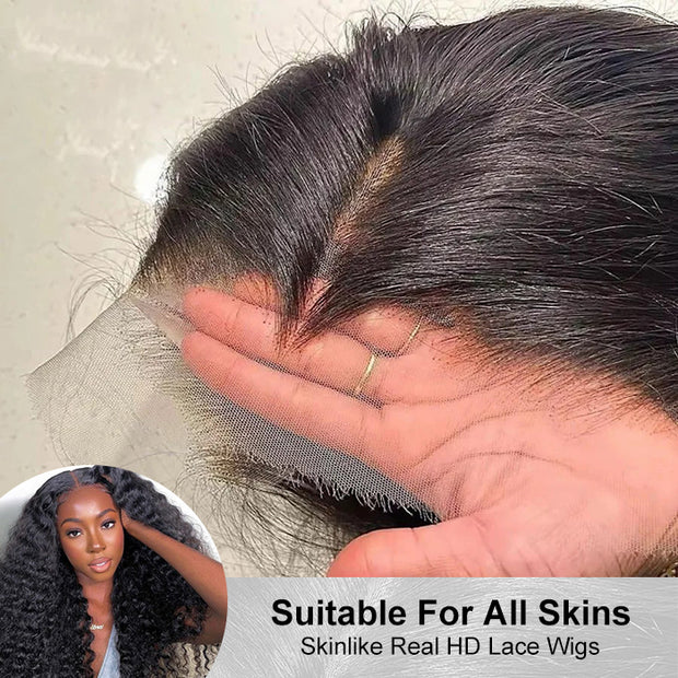 HD Lace Wigs Realistic 13*4 Lace Front Wigs Human Hair Deep Wave Skinlike HD lace Wig with Invisible Bleached Knots Pre Plucked Hairline