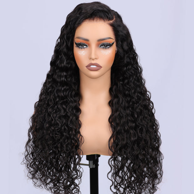 13x6 Ultra-Fitted Full Frontal HD Lace Wig Water Wave Pre Bleached Knots Skin Melt Lace Human Hair Wigs