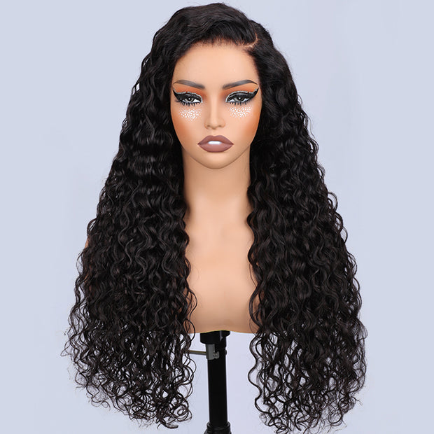 13x6 Full Lace Frontal Water Wave Wig Pre Bleached Glueless Lace Human Hair Wigs Super Secure