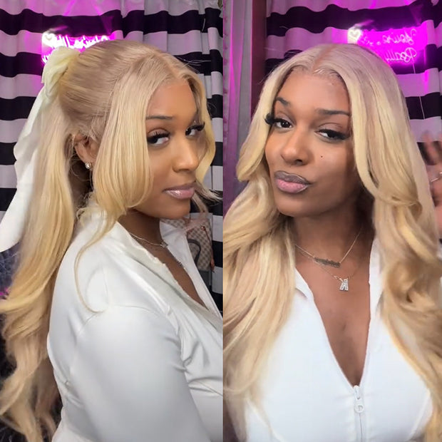 Highlight #P18/613 Lace Front Wig Brazilian Human Hair 13x4 HD Lace Frontal Wig Pre-Plucked