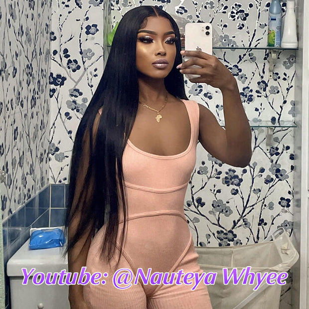 13x4 HD Lace Frontal Wigs Pre Plucked Glueless Straight Human Hair Wigs For Black Women