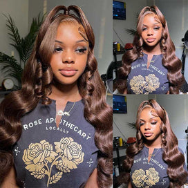 #4 Chocolate Brown 13x4 HD Lace Front Wigs Human Hair Wigs For Women Pre Plucked