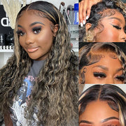 1B/27 Balayage Highlight 13x6 Glueless HD Lace Front Wig Body Wave Straight Pre Plucked Colored Human Hair Wigs