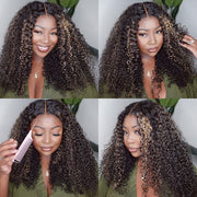 [2Wigs 220%] #1b/27 Highlight Jerry Curly + Body Wave Pre-All Put on And Go Glueless Wig