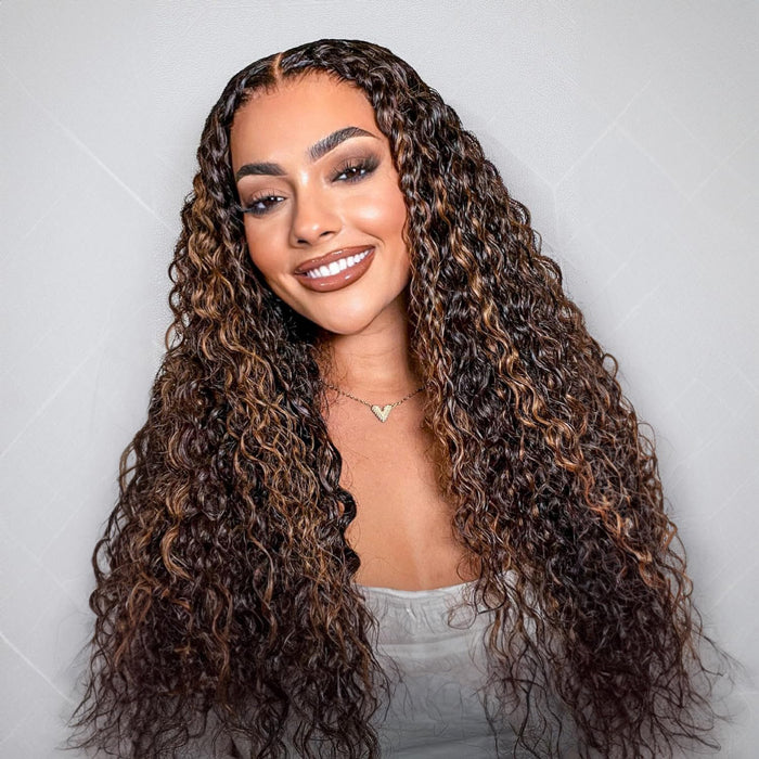 1B/30 Balayage Highlight Deep Wave 13X6 Full HD Lace Frontal Human Hair Wigs