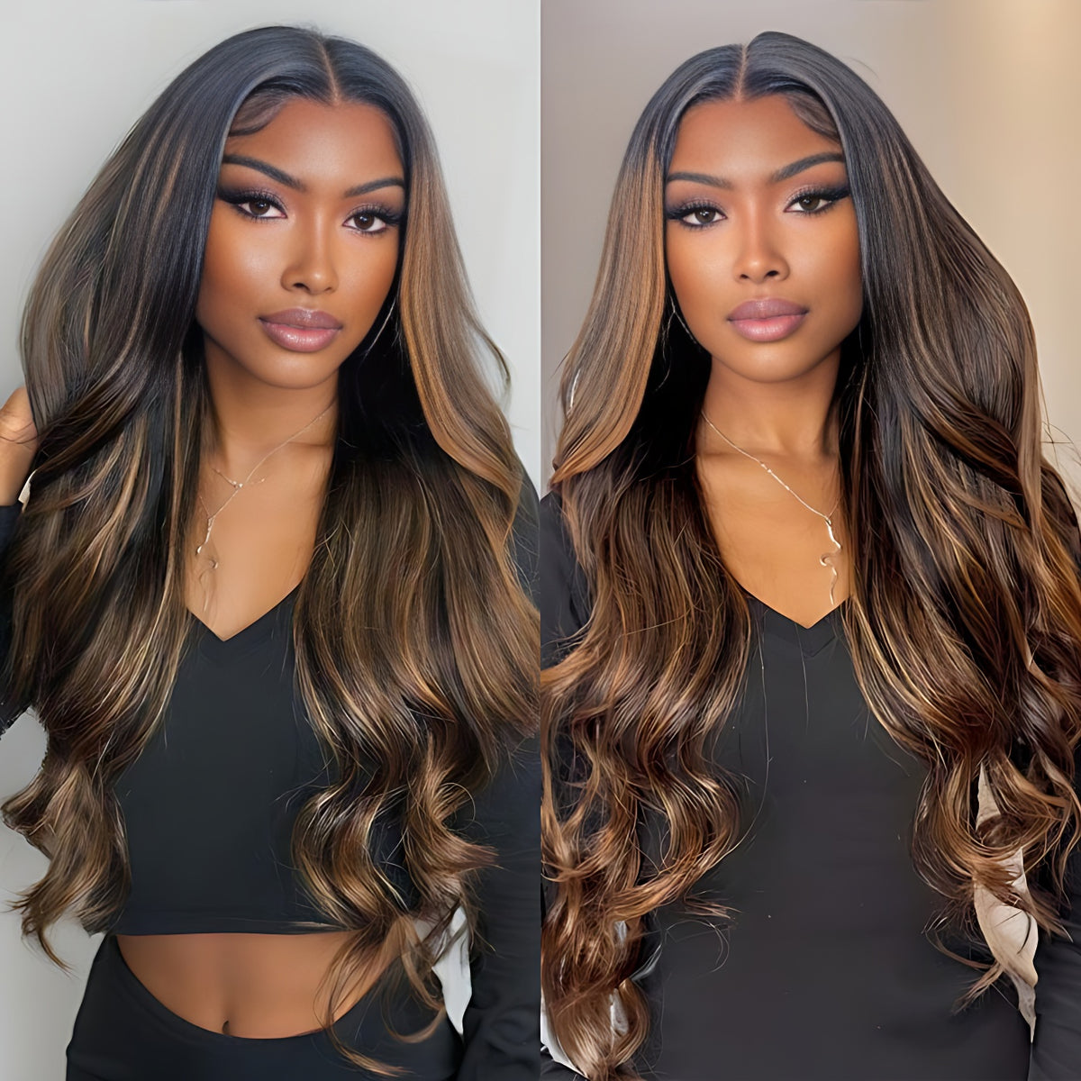 1B/30 Balayage Highlight Colored Body Wave 13x6 HD Lace Frontal Pre Plucked Human Hair Wigs