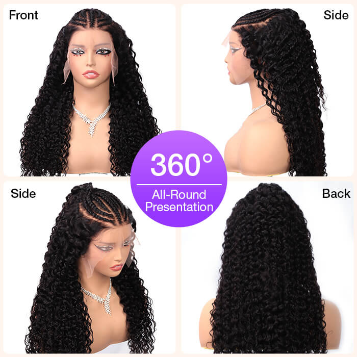 Curly Pre Braided Lace Front Wig 13x6 Full Lace Pre Bleached & Pre Plucked