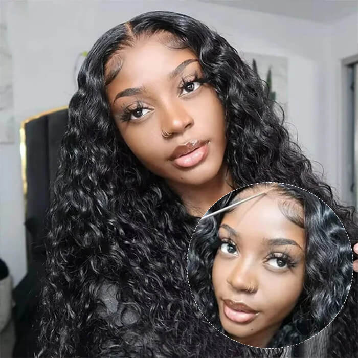 [2Wigs 26inch] Water Wave & Silky Straight Pre Cut & Pre Plucked & Bleached Ready to Go Wigs