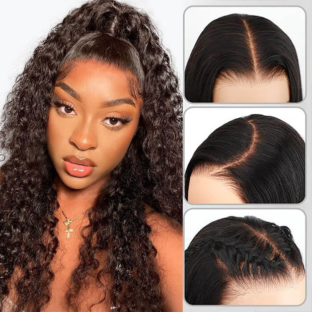 [2Wigs 26inch] Kinky Straight & Deep Wave 3S Quick Intall Pre Everything Ready To Go Glueless Wig