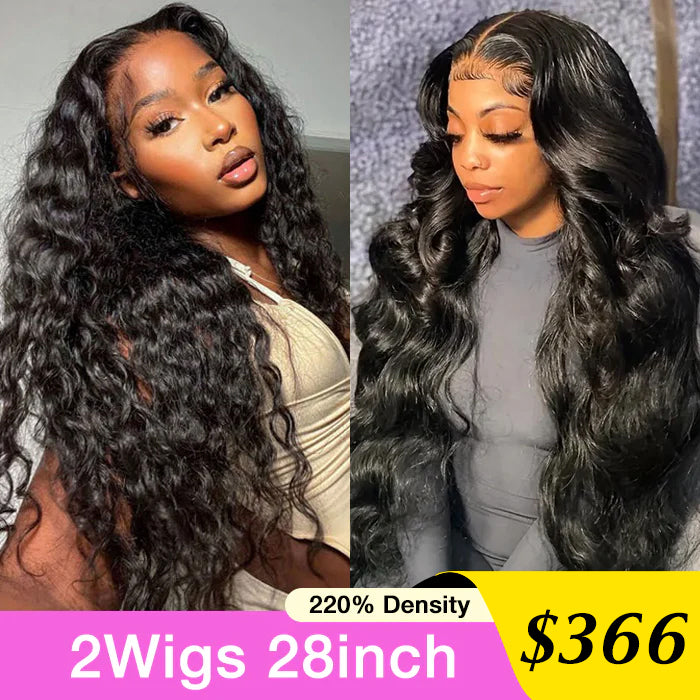 [2Wigs 28inch]  Water Wave & Body Wave 8x5 HD Lace Pre Everything Ready To Go Wigs